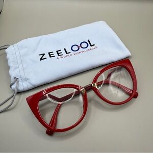 Zeelool Red Cat Eye Glasses, No prescription